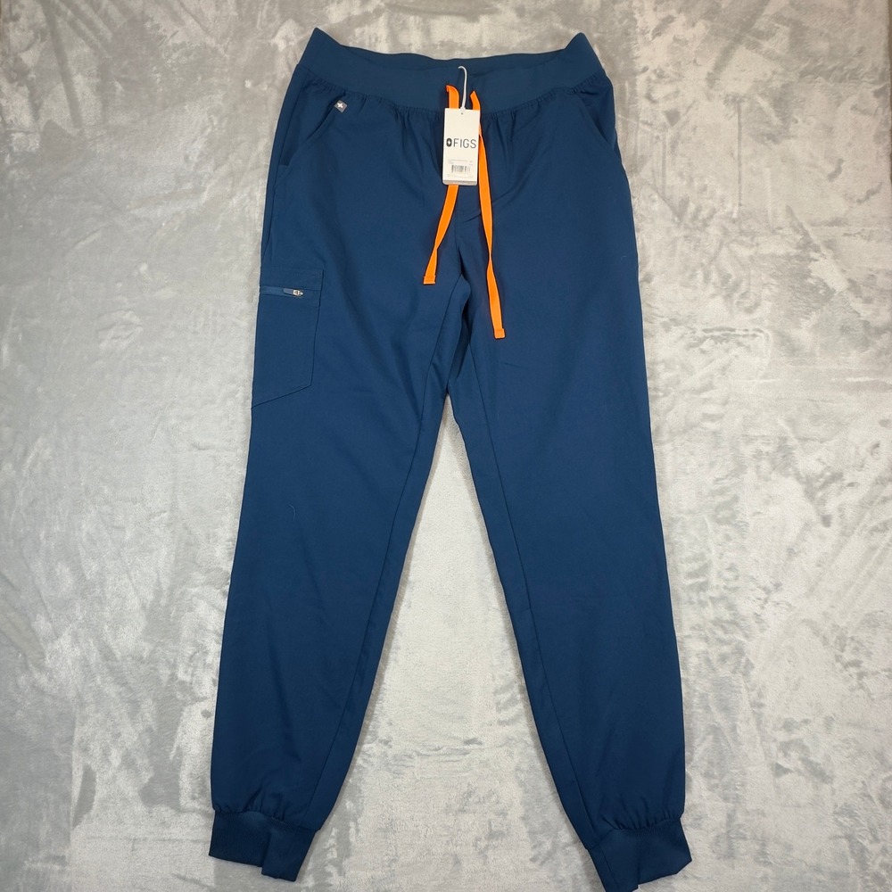 FIGS Scrub Pants Womens MT Blue Zamora Jogger Scrub Pants NWT Orange Drawstring